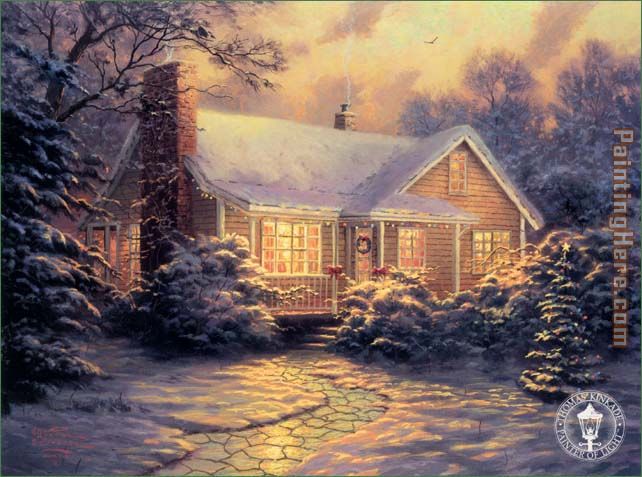 Christmas Cottage painting - Thomas Kinkade Christmas Cottage art painting